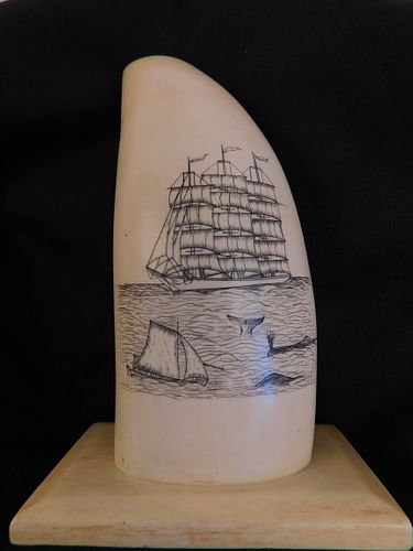 SCRIMSHAW WHALE TOOTH WHALINGScrimshaw 383e04