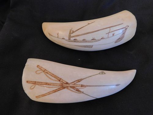 TWO WHALE TEETH SIGNED R. SPRING2