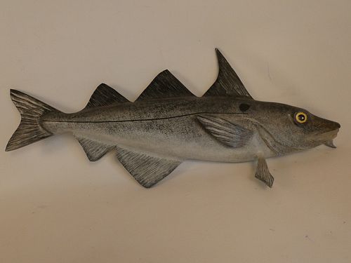 CARVED WOOD FISH PLAQUECarved and