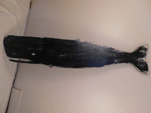 6 FOOT WOOD WHALE PLAQUEModern 383e29
