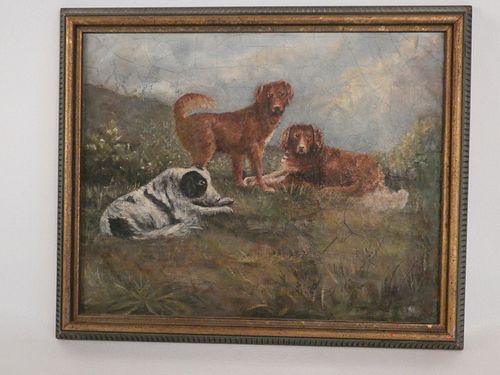 PAINTING 3 DOGS IN LANDSCAPEOld