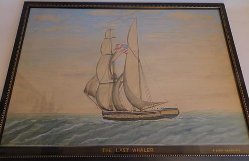 THE LAST WHALER PAINTINGAntique 383e51