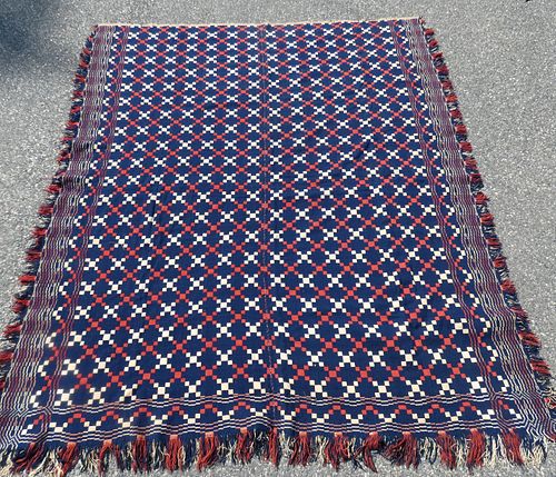 ANTIQUE JACQUARD COVERLET ATTR  383e4b