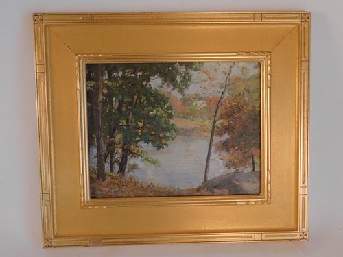 HAROLD DUNBAR OIL PAINTING POND 383e53