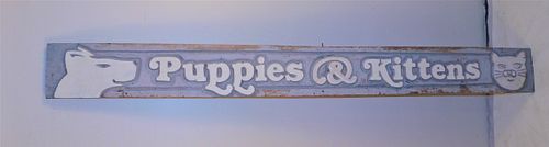 PUPPIES & KITTENS SIGNVintage carved