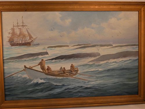 SYLVA FERNANDES WHALING PAINTINGOld