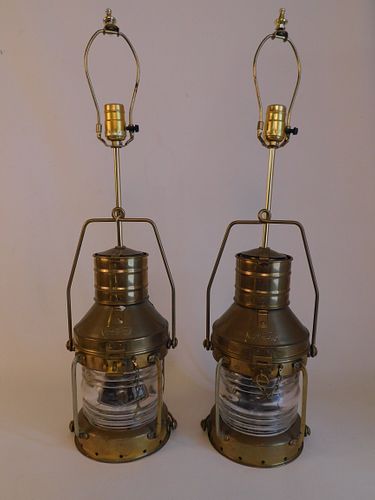 PAIR BRASS ANCHOR LIGHTSPair vintage 383eb5