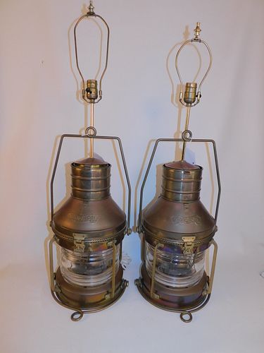 PAIR BRASS ANCHOR LIGHTSPair large