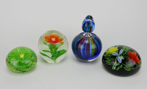 MURANO ART GLASS 3 PAPERWEIGHTS AND