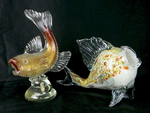 2 MURANO GLASS FISH2 Murano Glass 383f23