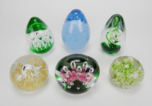6 ART GLASS PAPERWEIGHTS6 Art Glass