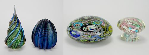 ART GLASS 2 SCULPTURES AND 2 PAPERWEIGHTS2