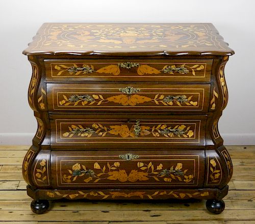 DUTCH MARQUETRY BOMBE CHESTDutch 383f7e