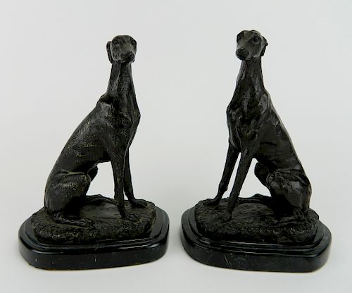 PAIR OF BRONZE BOOKENDSPair of bronze