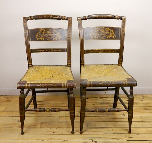 PAIR OF RUSH SEAT CHAIRSPair of 384026