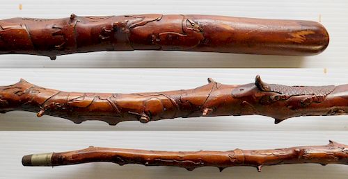 FOLK ART CANECarved folk art cane 38406c