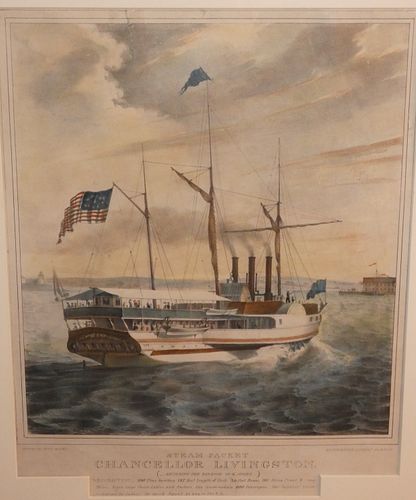 RARE 1828 NEWPORT STEAMBOAT PRINTFine  3841a9