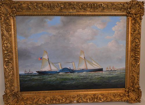 GRAHAM FLIGHT CONFEDERATE SHIP PAINTINGOil