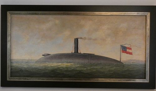 HW DAVIES CONFEDERATE SHIP PAINTING20th 38420f