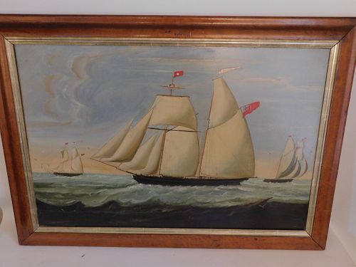 1848 BRITISH SHIP PAINTINGAntique 38422b