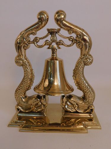 BRASS NAUTICAL BELL DOLPHINSVintage  38425b
