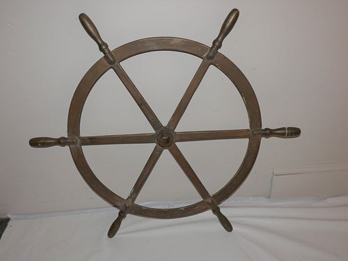 BRASS SHIPS WHEELAntique solid 384269