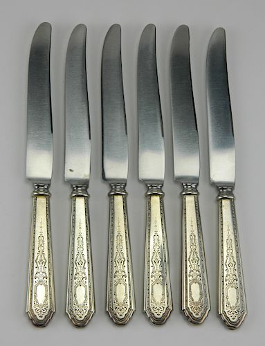 SET OF 6 LUNT STERLING SILVER KNIVESSet