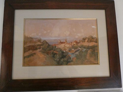 FRENCH PAINTING OF LAUSANNEAntique 38427d