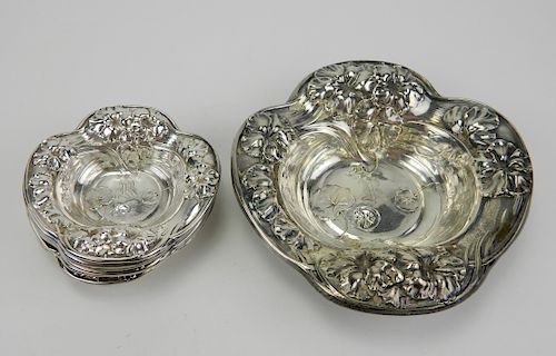 ART NOUVEAU STERLING SILVER NUT DISHESArt