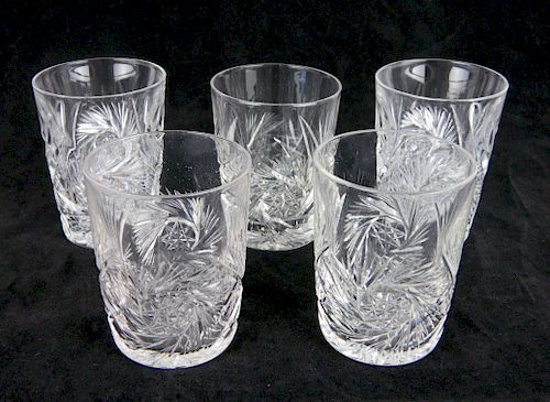 SET OF 5 AMERICAN BRILLIANT CUT GLASS