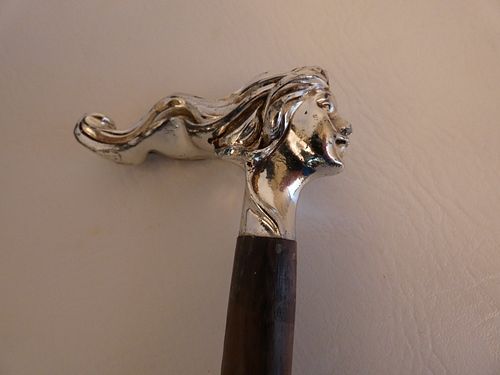 ART NOUVEAU SILVER CANE BUSTAn 3842d0