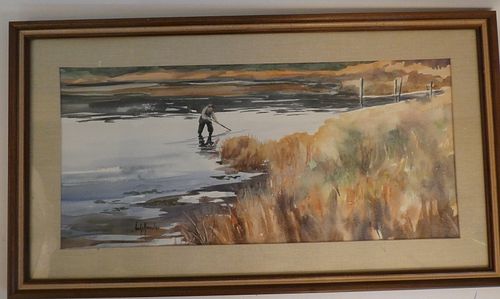 J. KNOWLES PAINTING CLAMMERSOld watercolor