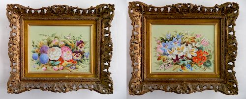 PAIR OF ENGLISH PORCELAIN HAND-PAINTED