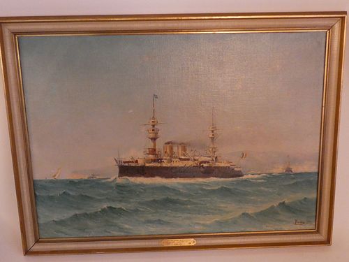 FRENCH BATTLESHIP PAINTINGOil on 384317