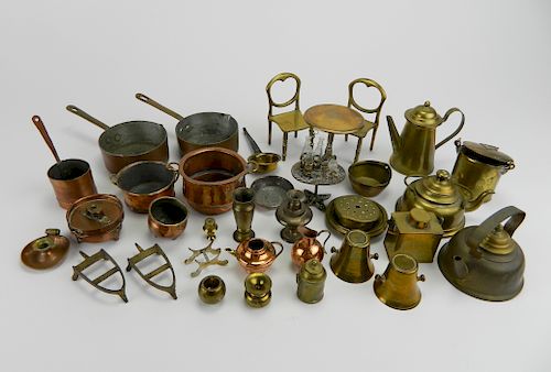 30 MINIATURE BRASS OR COPPER DOLL ITEMS30