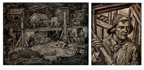 ALBERT ABRAMOVITZ 2 WOODCUTSAlbert