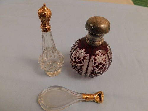 PERFUME LOT WITH GOLDLot of 3 antique 384410