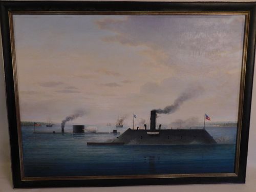 G. FLIGHT PAINTING - 1863 NAVAL BATTLEVintage