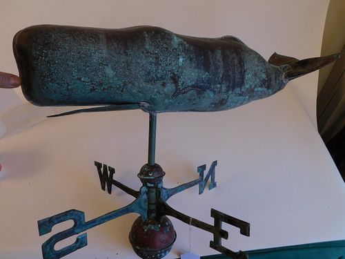 OLD COPPER WHALE WEATHERVANEOld