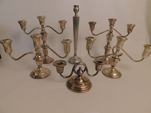 6 WEIGHTED STERLING SILVER CANDLESTICKSGroup 384452