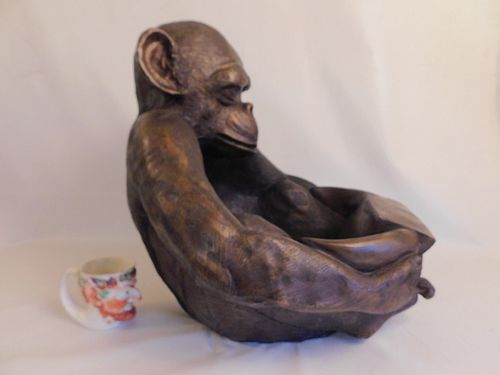 BRONZE BIRD BATH MONKEY FORMA 384496