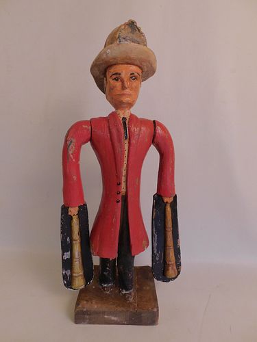 OLD PAINTED WOOD WHIRLIGIG - FIREMANOld