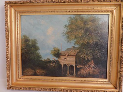 G CURTIS OIL PAINTING MILL SCENEFine 3844e0