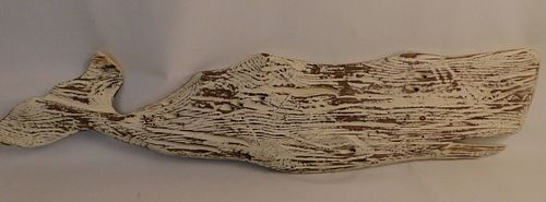 RUSTIC CARVED WOOD WHALE PLAQUERustic 38452b