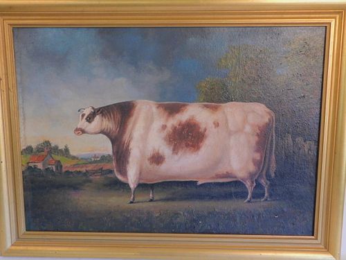 FOLK ART PAINTING OF COWFolk art 38453a