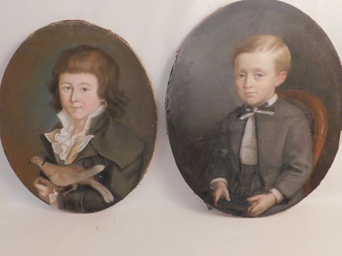 PAIR 1866 PASTEL PORTRAITS CHILDRENPair 384559