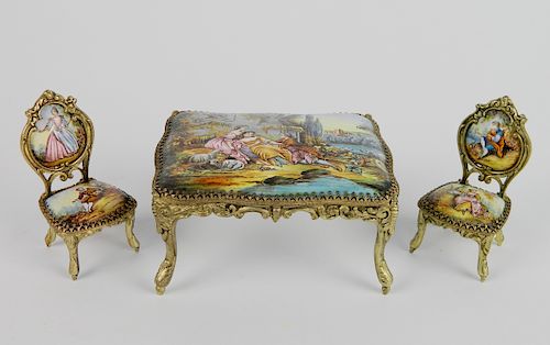 MINIATURE FRENCH ENAMEL TABLE AND 384551