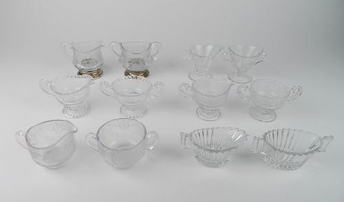 6 GLASS SUGAR AND CREAMER SETS6 Glass