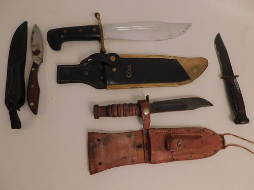 4 KNIVES INCLUDING CASE BOWIE KNIFELot 3845b8