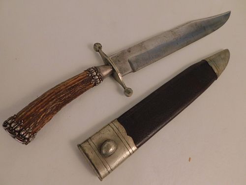 ANTIQUE SHEFFIELD STAG BOWIE KNIFELarge